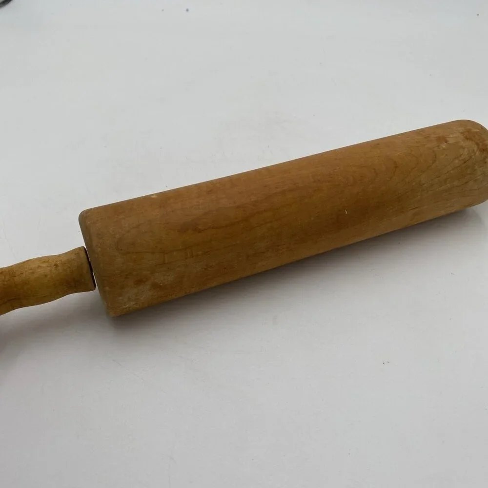 Vintage Wood Rolling Pin Handles Farmhouse Country Primative Wooden 16